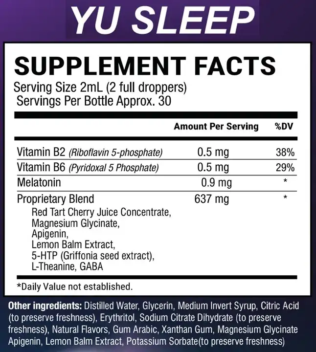 yu sleep supplement facts